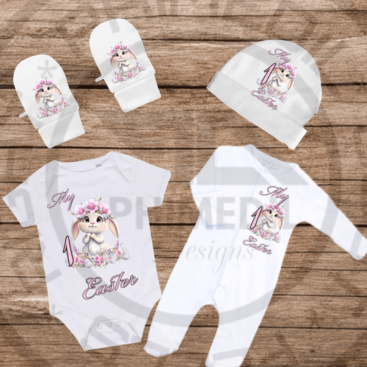 Personalized My First Easter Baby Gift Set - Bunny Outfit 4 Piece - Phimedil Designs